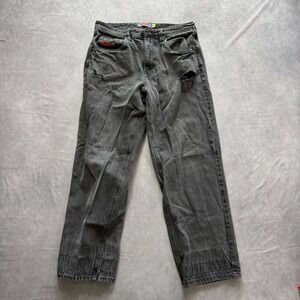 Empyre Loose Fit Skate Jeans Washed Black Distressed Denim Size 32 Wide Leg